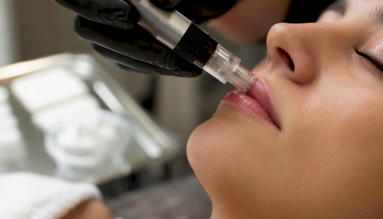 Tratamiento de microneedling con Dermapen para revitalizar los labios