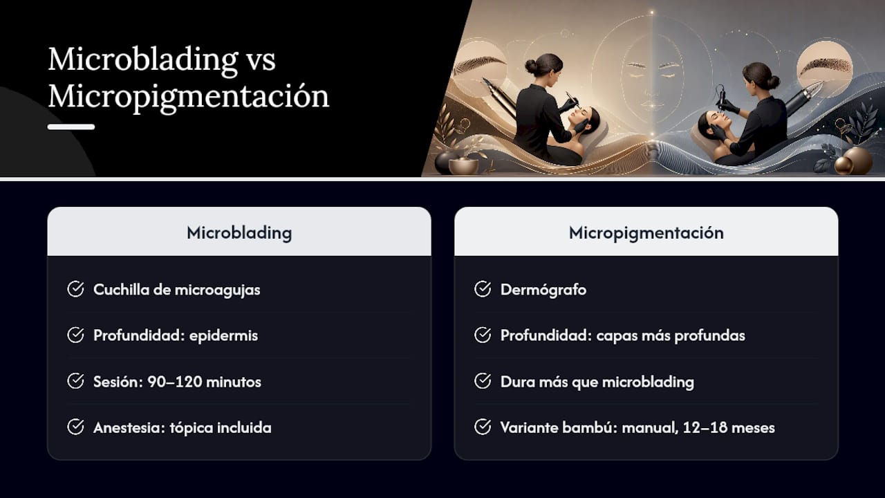 Diferencias técnicas y duración del microblading frente a la micropigmentación
