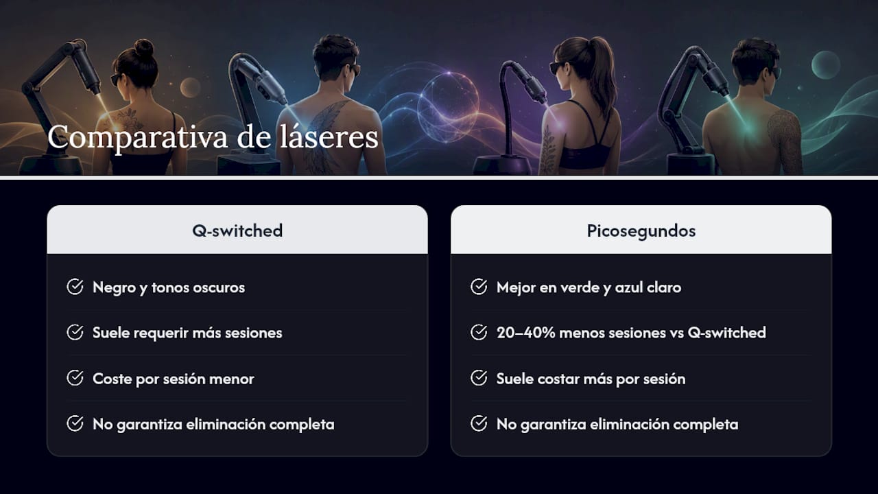 ¿Qué láser reduce más el número de sesiones? — overview diagram