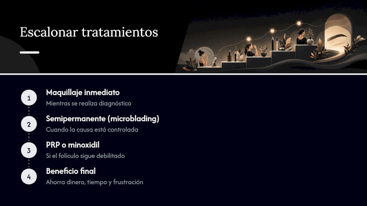 Diagrama de tratamientos para cejas en diferentes etapas