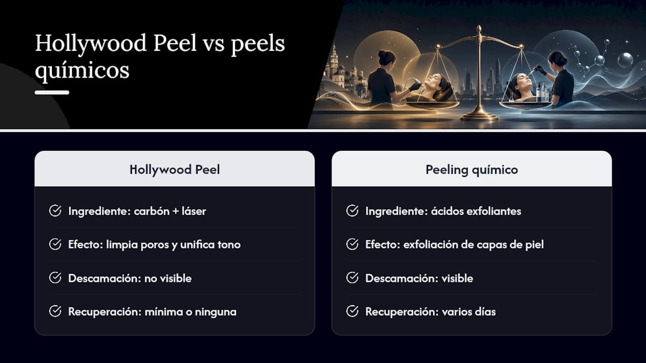 Comparativa entre el tratamiento Hollywood Peel y el peeling químico
