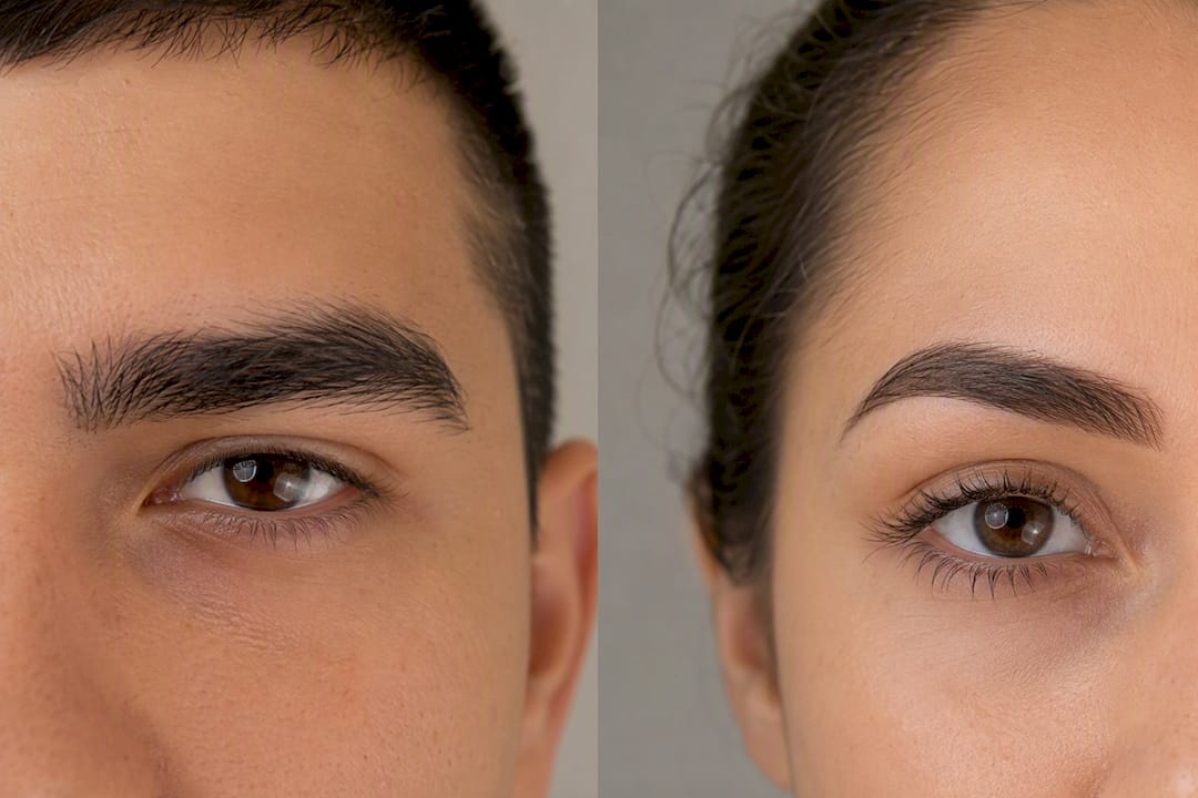 Comparación entre formas de cejas masculinas y femeninas