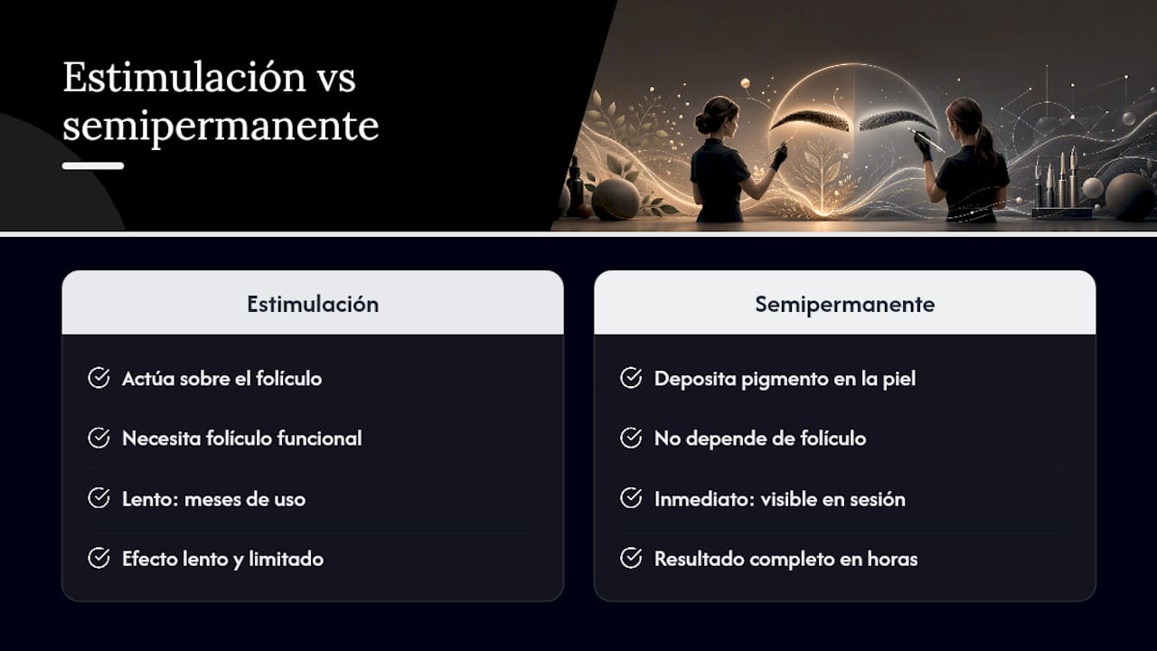 Comparación del crecimiento y la pigmentación de las cejas
