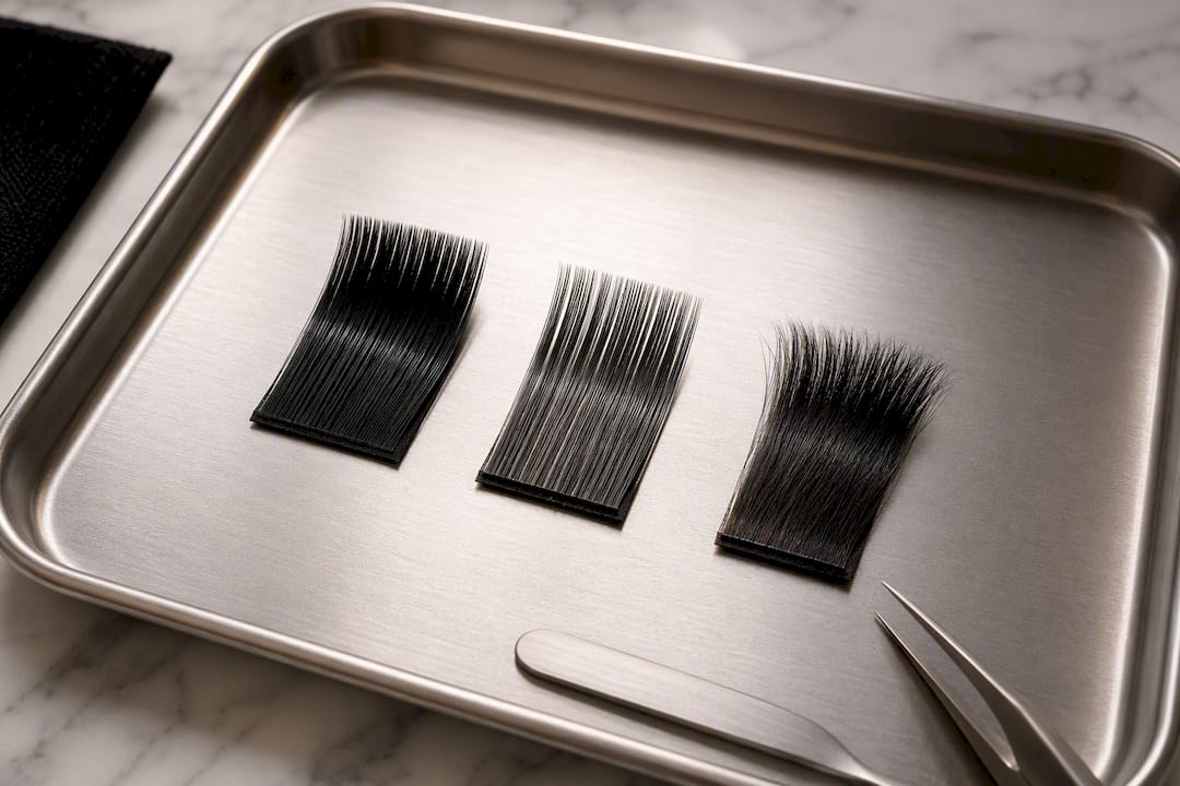Ejemplos de fibras para extensiones de pestañas