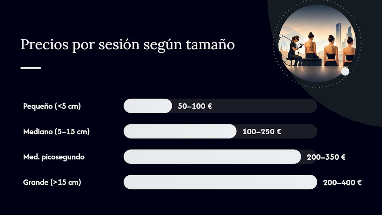 Cuánto cuesta eliminar un tatuaje en Madrid según el tamaño — overview diagram