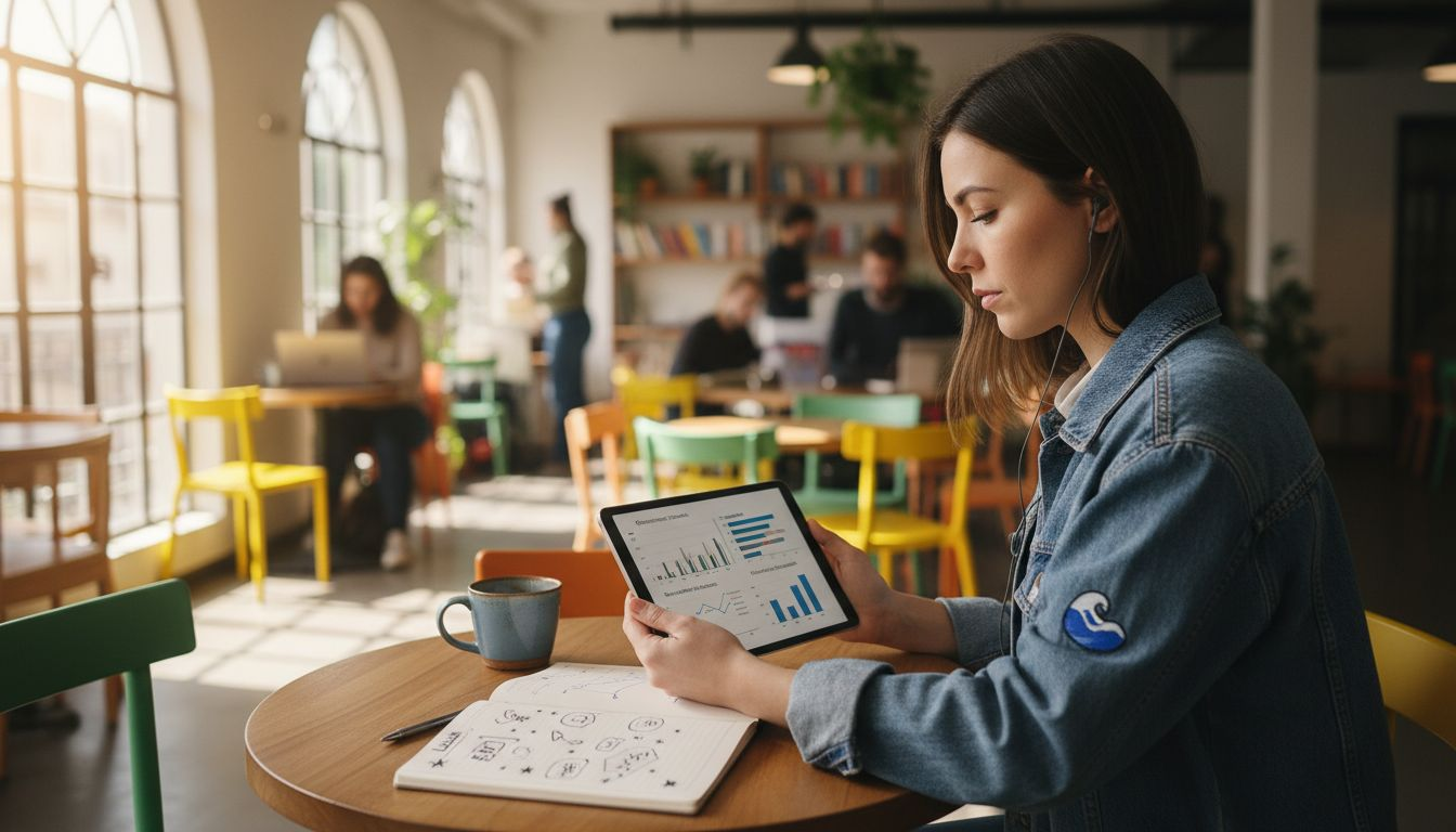Empresário analisa os dados do negócio num tablet