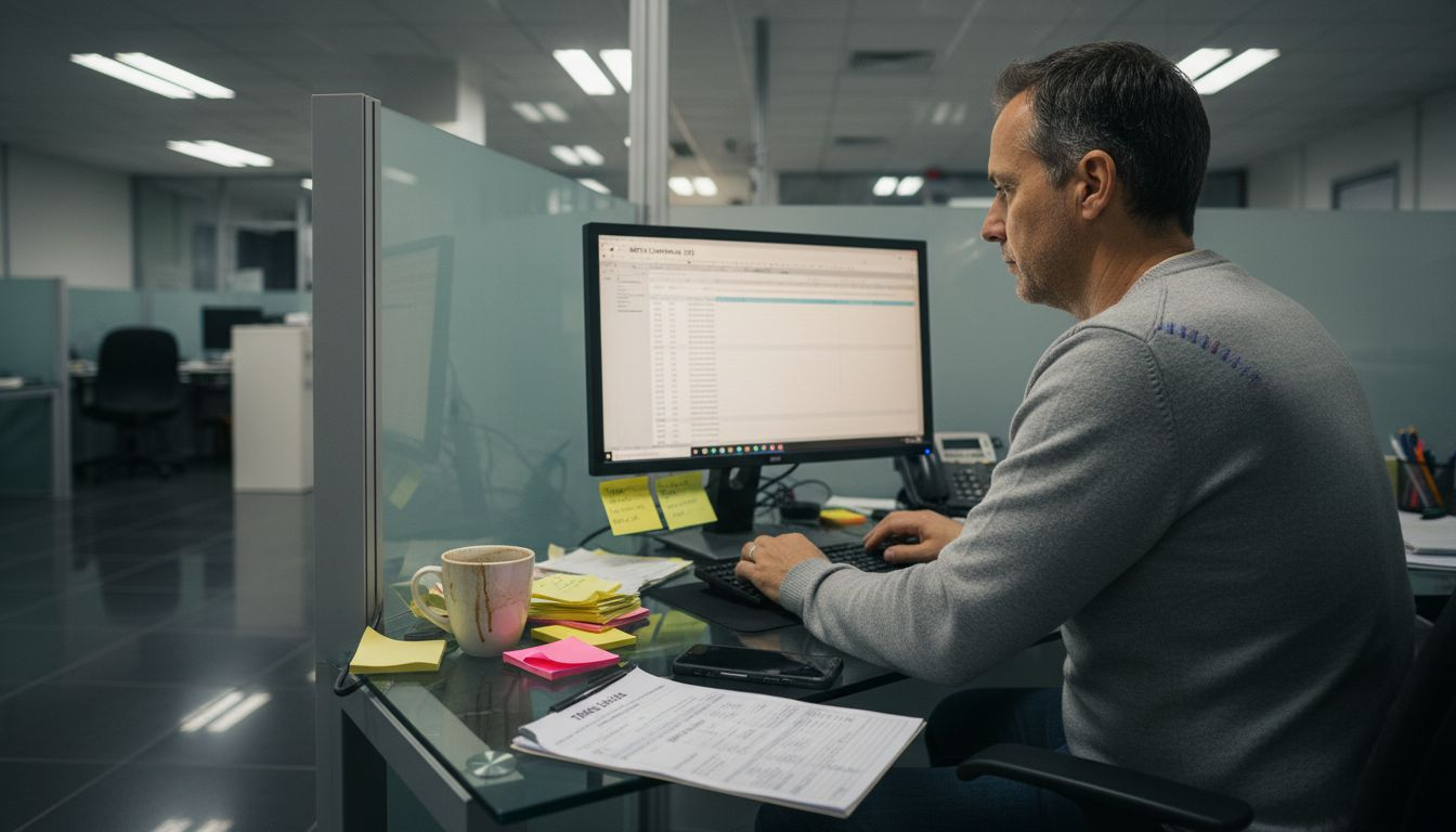 Num escritório movimentado, o gestor define objetivos claros e específicos, alinhados com a estratégia da equipa e fáceis de acompanhar ao longo do tempo.