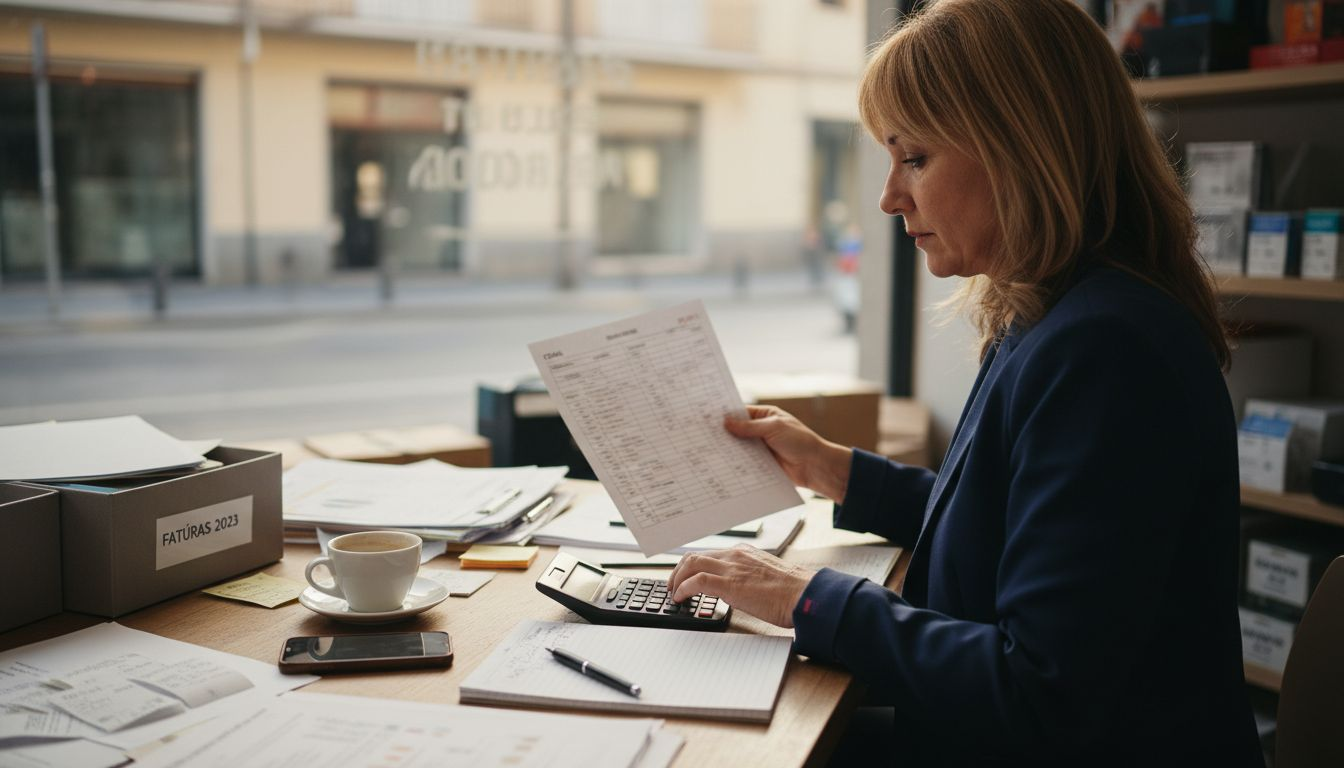 Gestora de uma PME a analisar os resultados do investimento