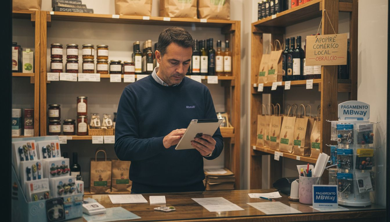 Responsável de loja analisa opiniões deixadas pelos clientes no seu espaço local