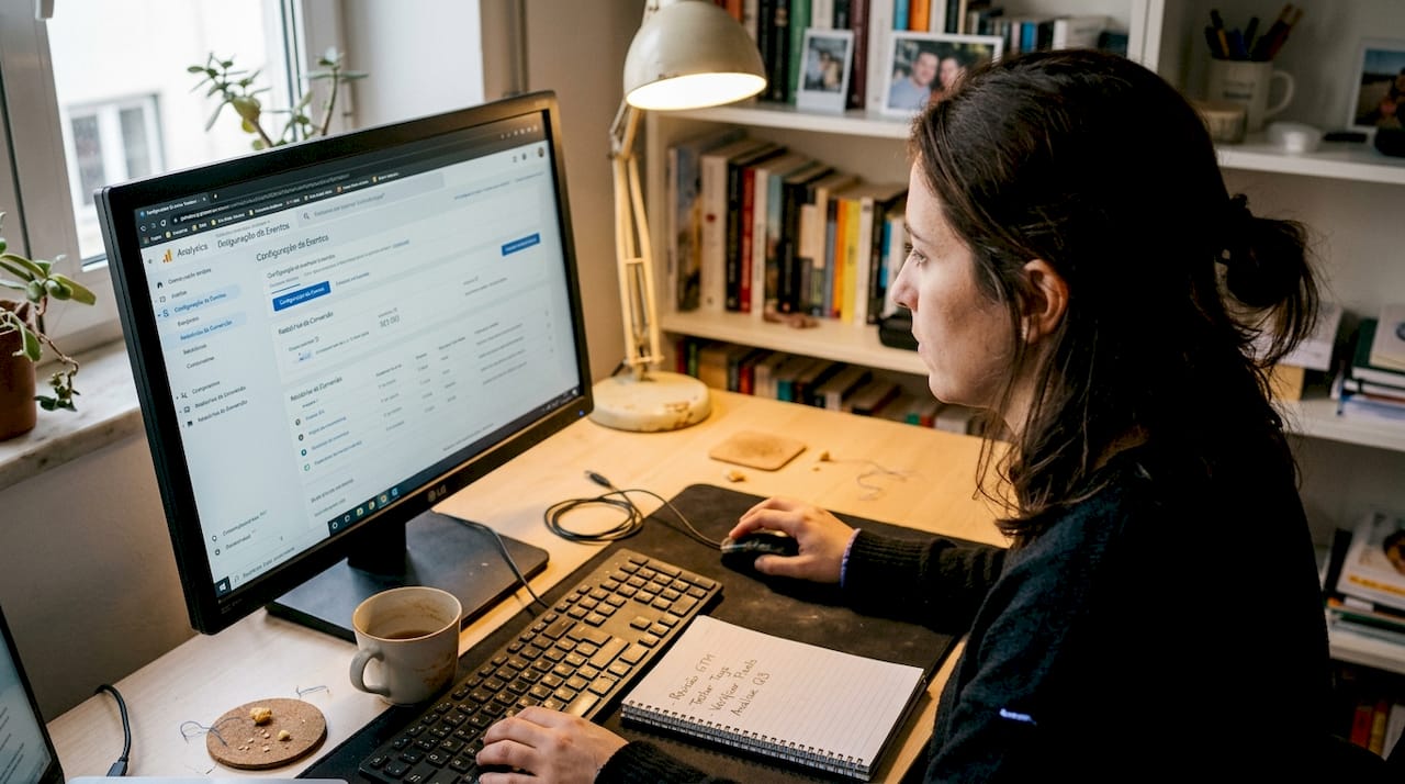 Especialista a configurar eventos numa plataforma digital