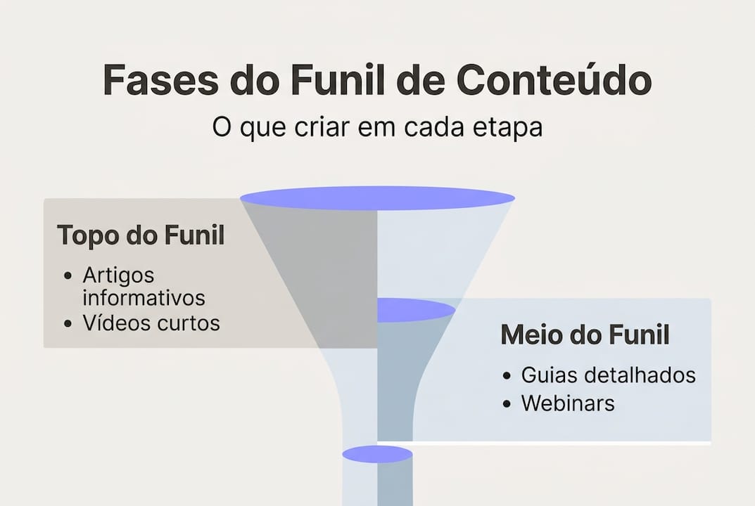 Infografia: As diferentes etapas do funil de conteúdo