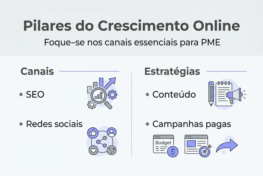 Infográfico: Os pilares essenciais para o crescimento online das pequenas e médias empresas