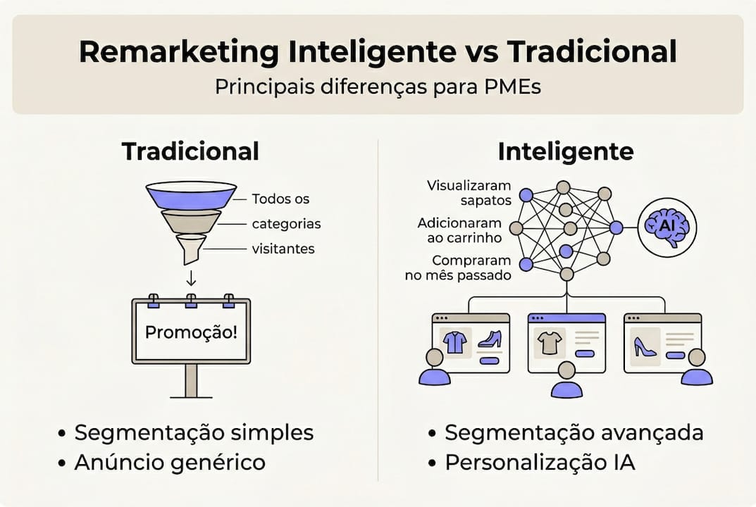 Infográfico: principais diferenças entre remarketing tradicional e remarketing inteligente