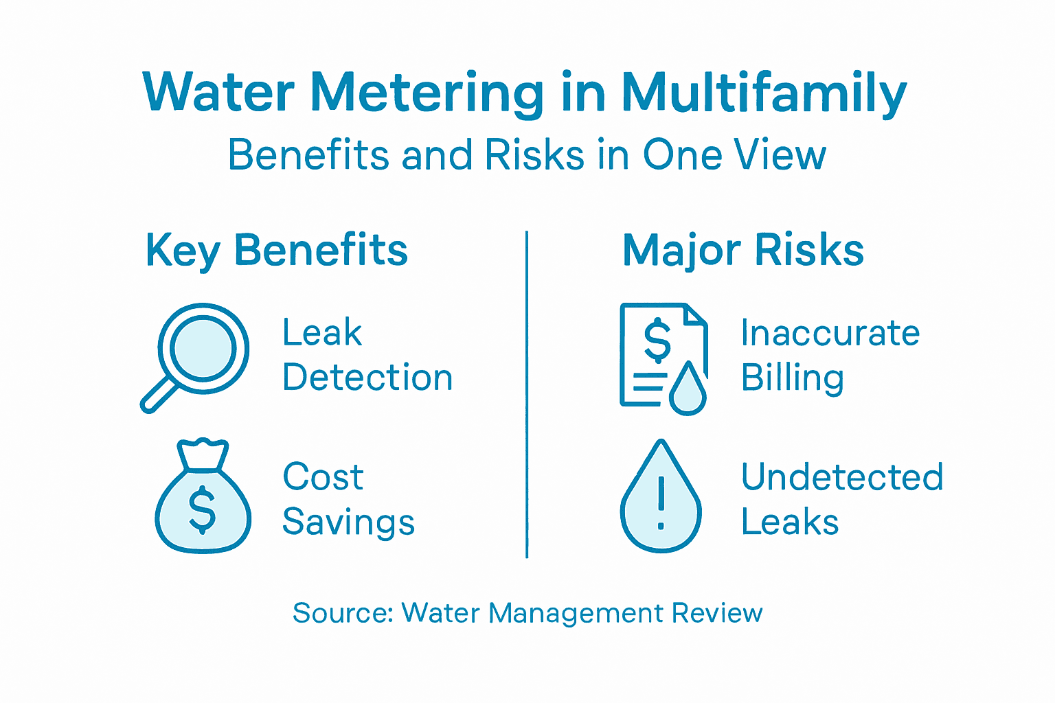 Infographic on water metering benefits and risks