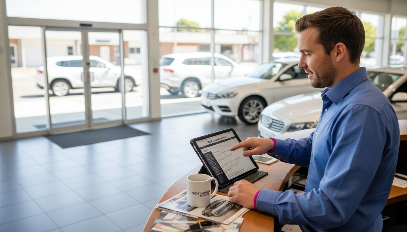 Sales consultant viewing responsive dealership site