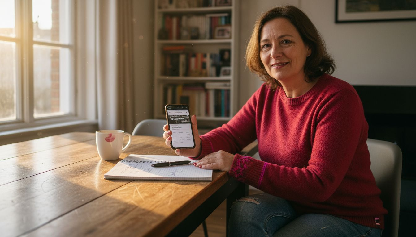 Woman browsing auto dealership website on phone