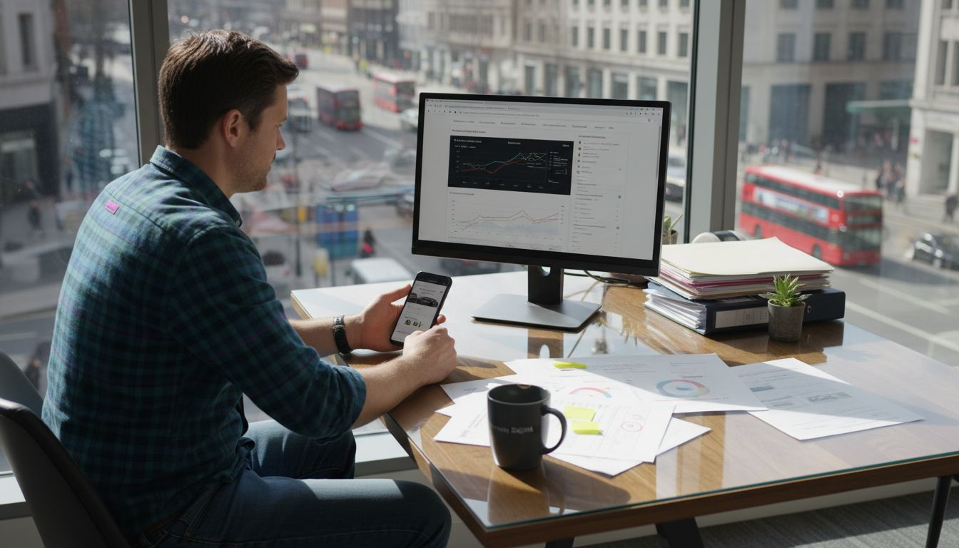 Marketing manager analyzing automotive website leads