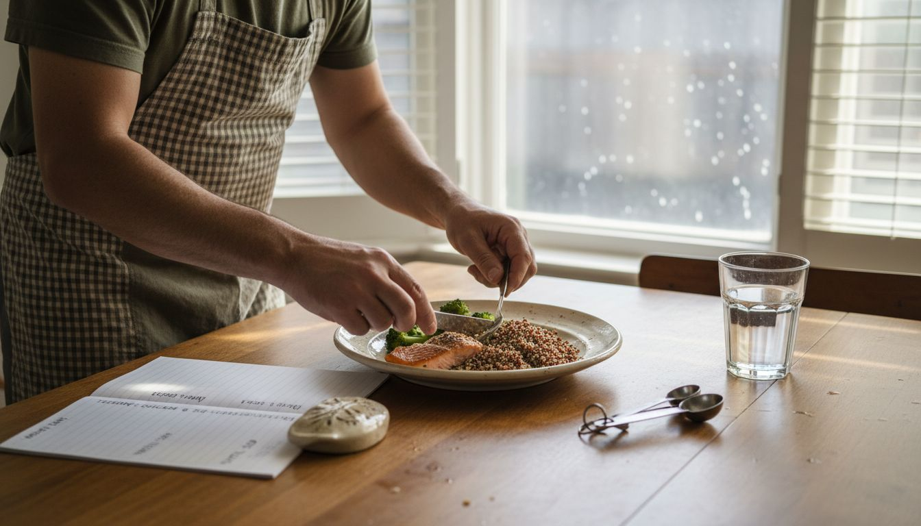 Man preparing healthy balanced meal