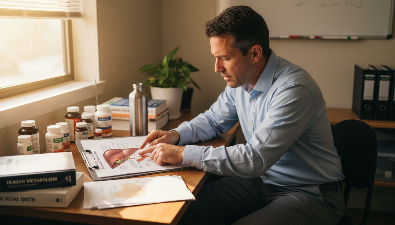 Nutritionist showing liver detox diagram