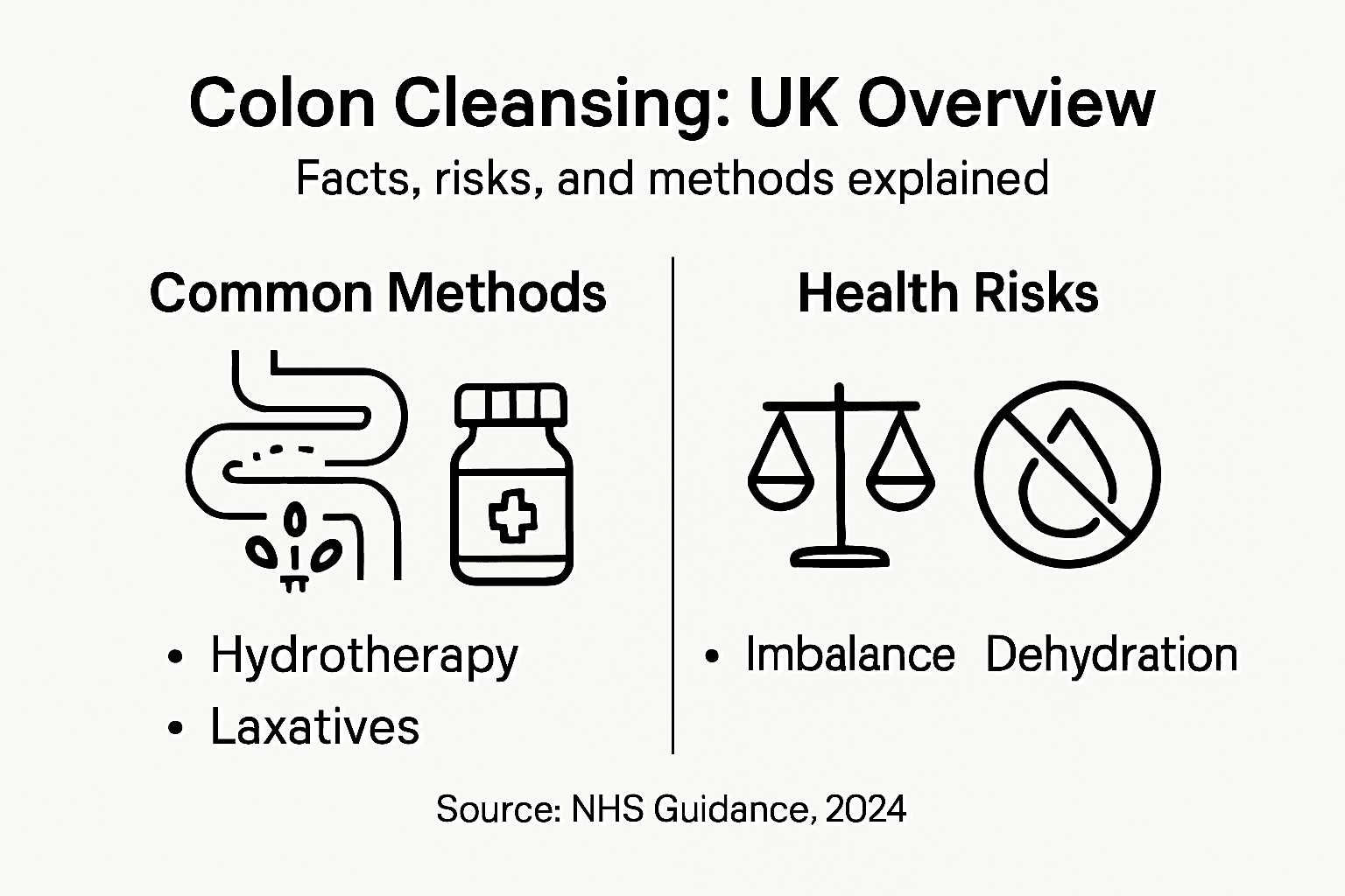 Infographic comparing colon cleanse methods and risks