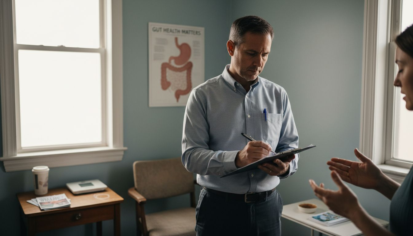 Nutritionist taking notes in clinic room