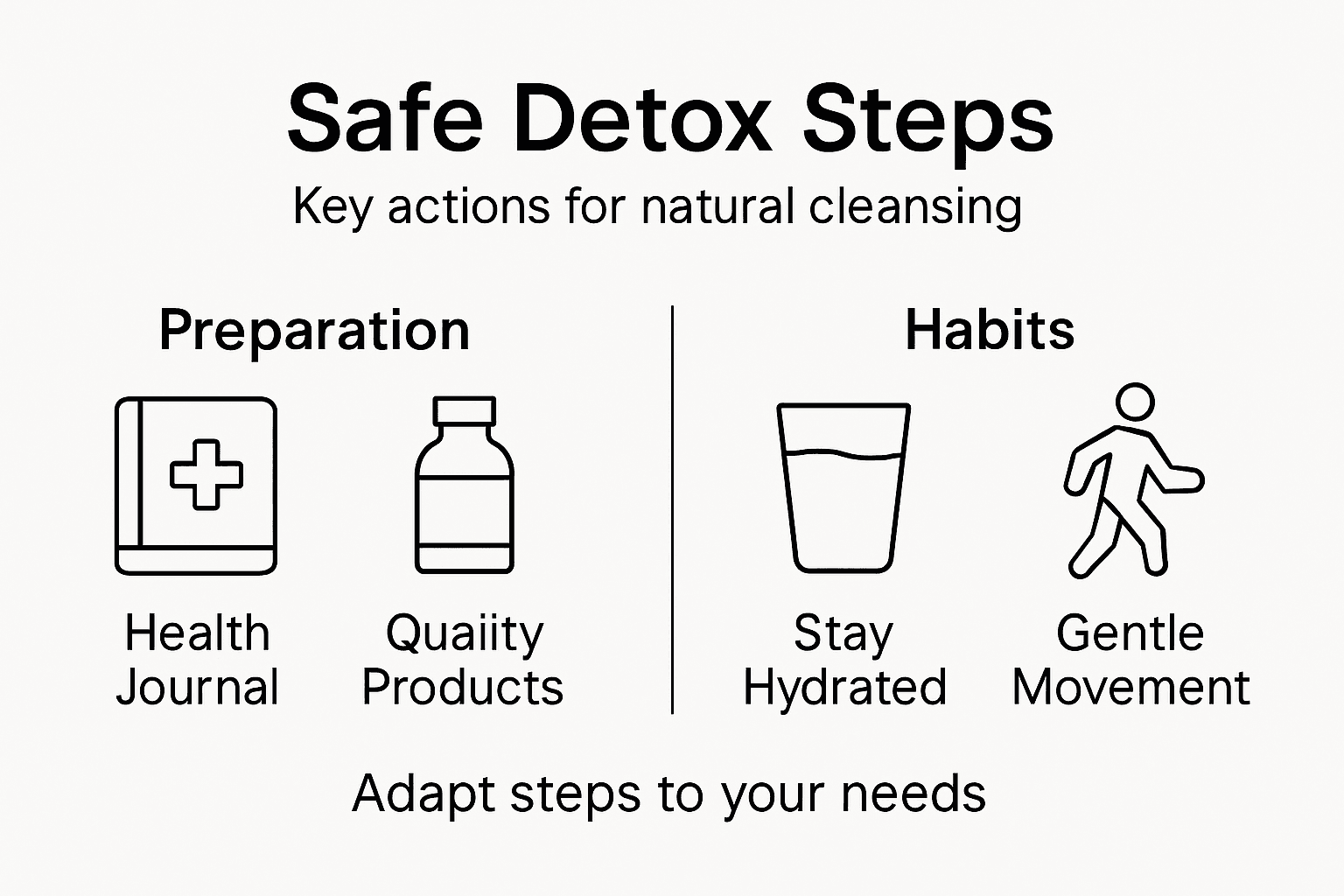Infographic showing steps for safe detox