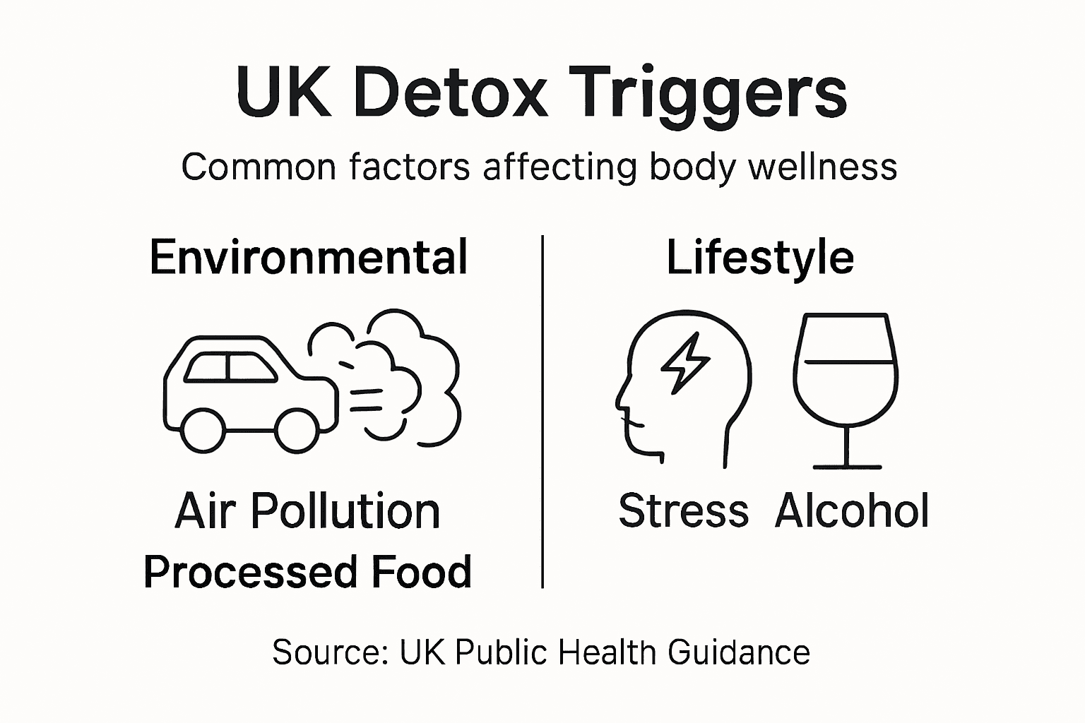 Infographic showing main UK detox triggers