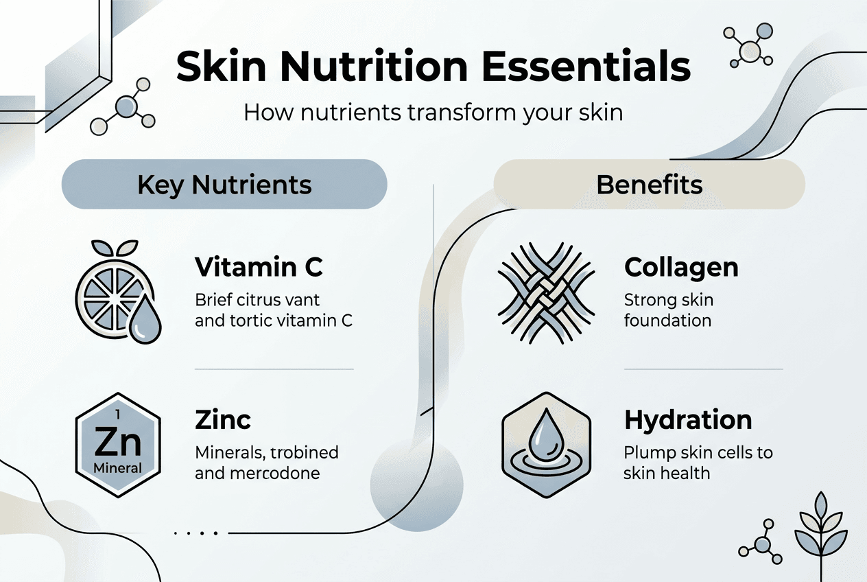 Infographic showing key nutrients for healthy skin