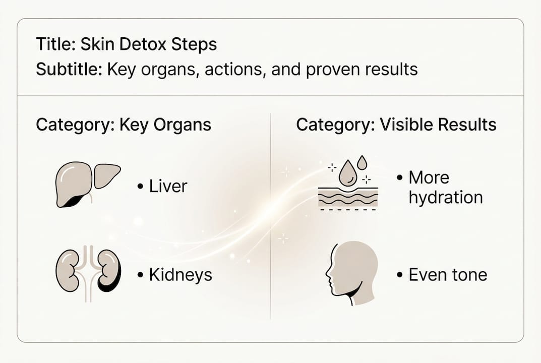 Infographic of skin detoxification steps and results