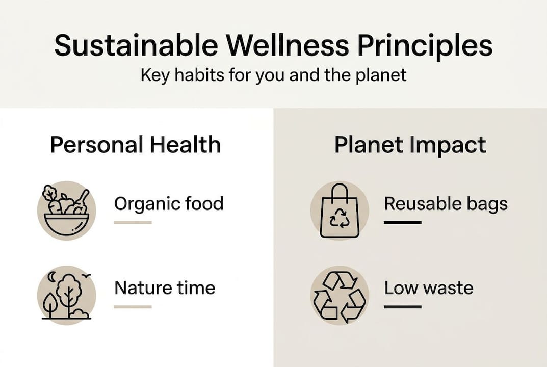 Infographic showing sustainable wellness principles