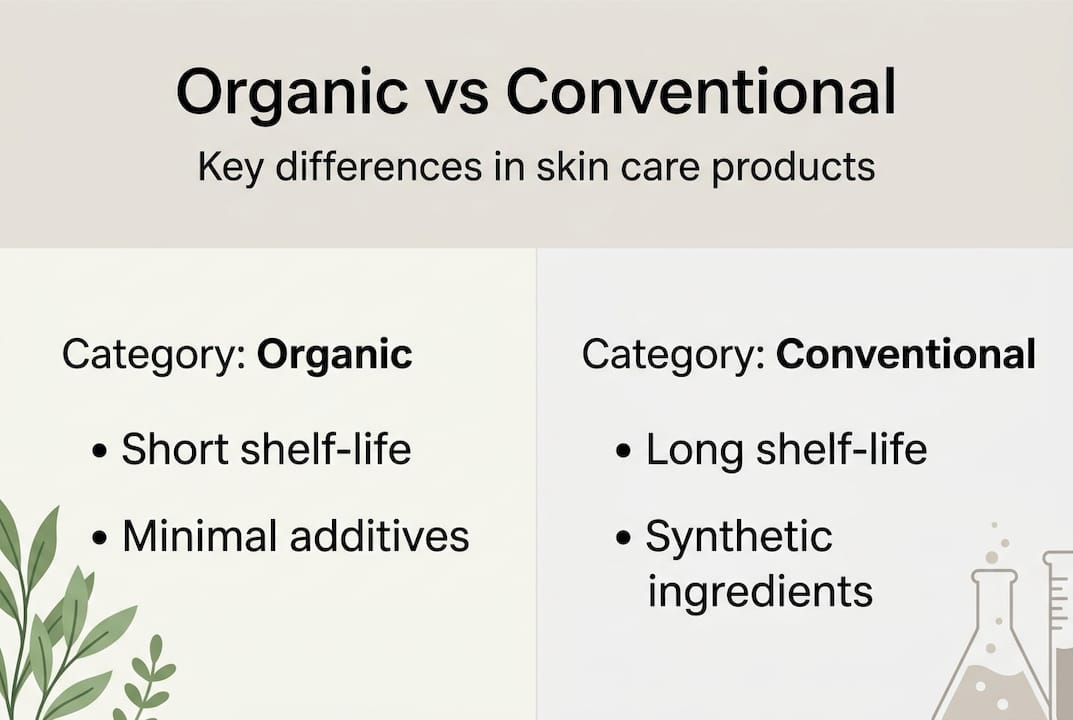 Infographic showing organic vs conventional skin care