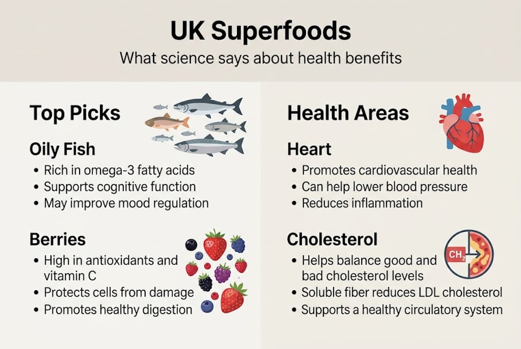 Infographic on UK superfoods health benefits