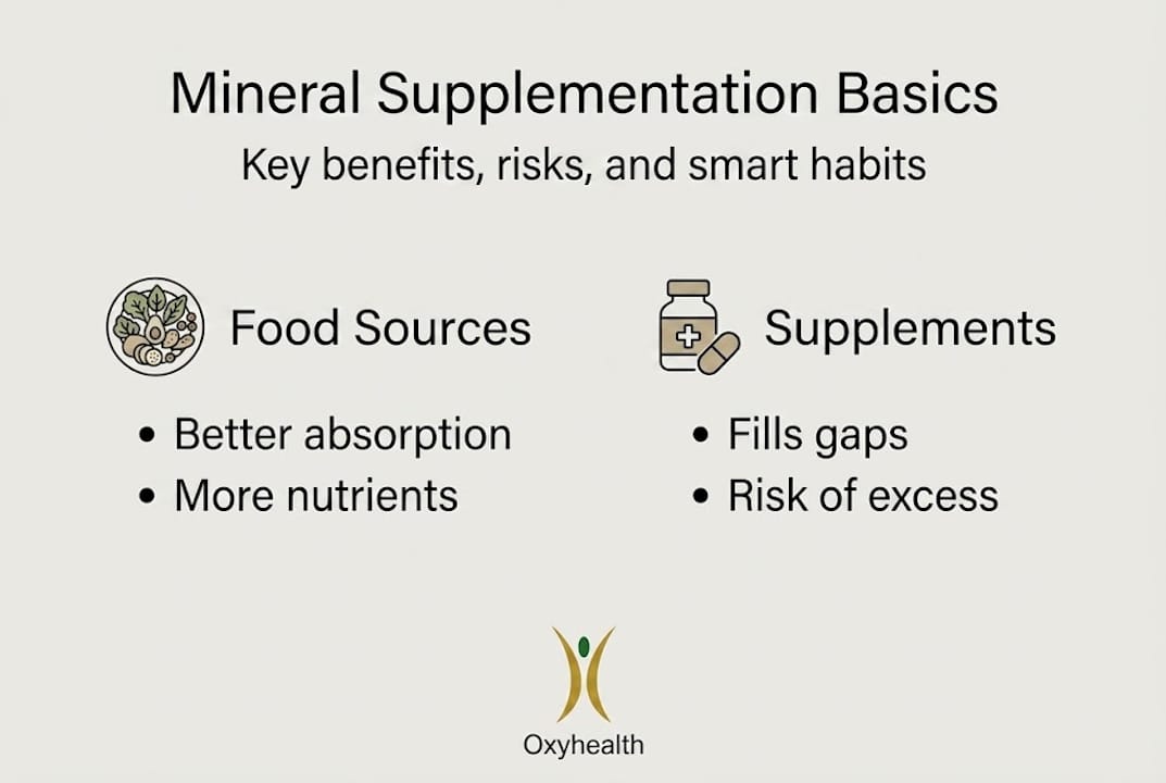Infographic comparing food sources and supplements