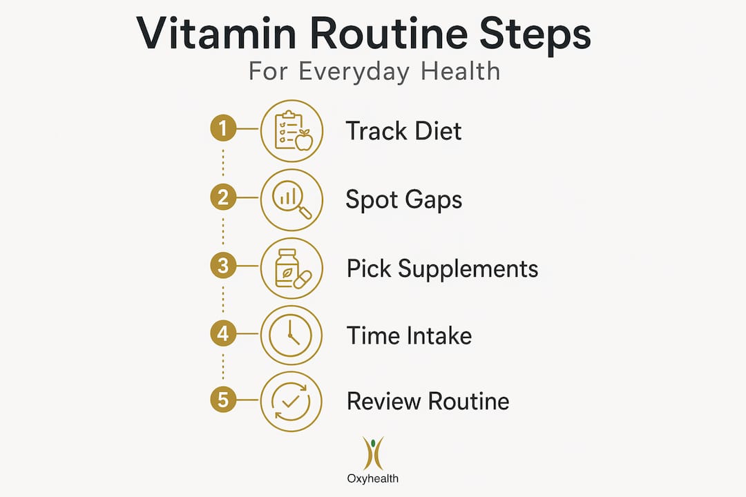 Infographic with step-by-step vitamin process