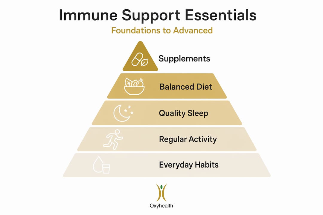 Hierarchy pyramid of immune support essentials