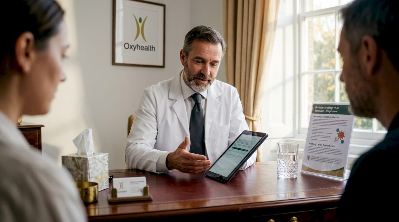 Doctor discusses immunity with patient