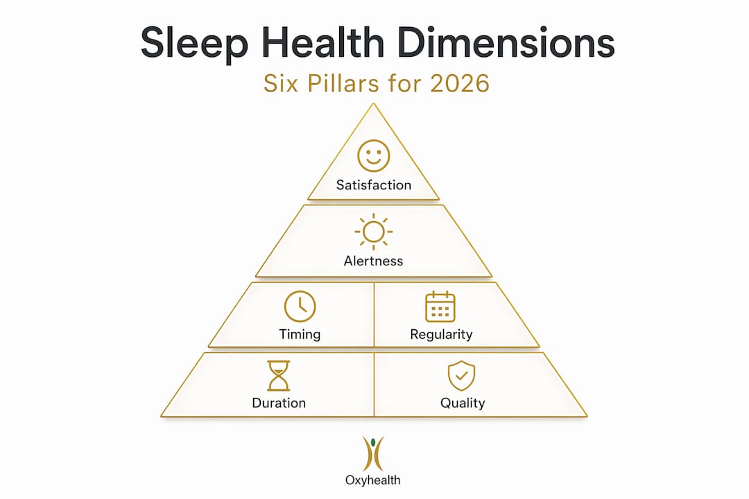Pyramid showing six key sleep health dimensions