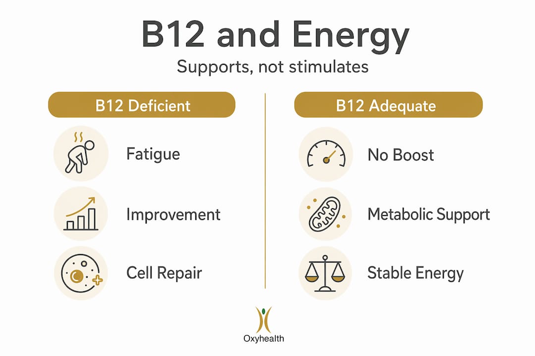 Infographic comparing B12 effects on energy