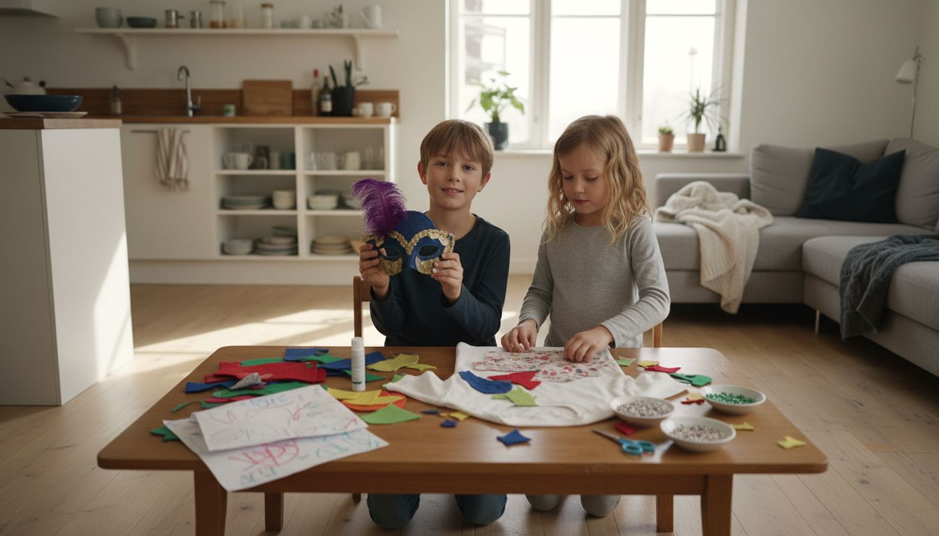 Am Tisch lassen die Kinder ihrer Kreativität freien Lauf und kombinieren verschiedene Accessoires miteinander.