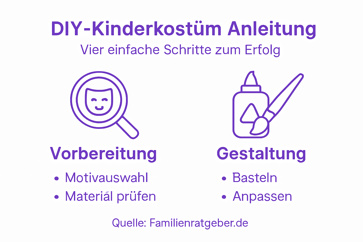 Schritt-für-Schritt-Infografik: So bastelst du im Handumdrehen ein kreatives Kinderkostüm