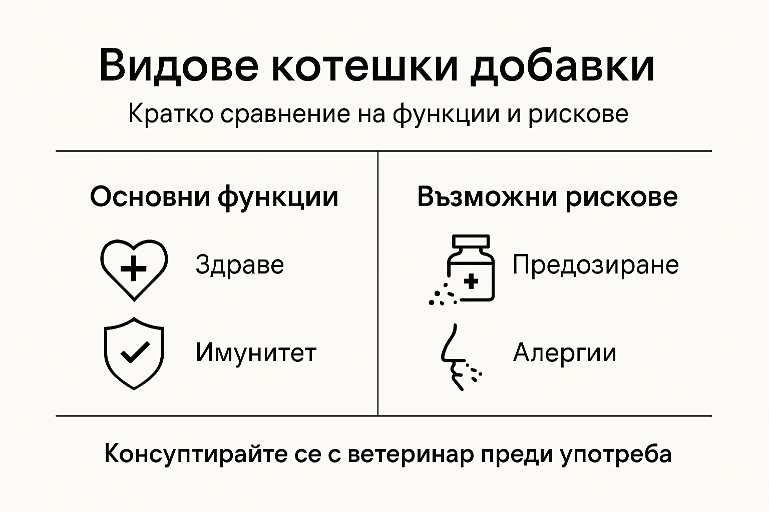Инфографика: Полезни свойства и потенциални рискове при прием на хранителни добавки