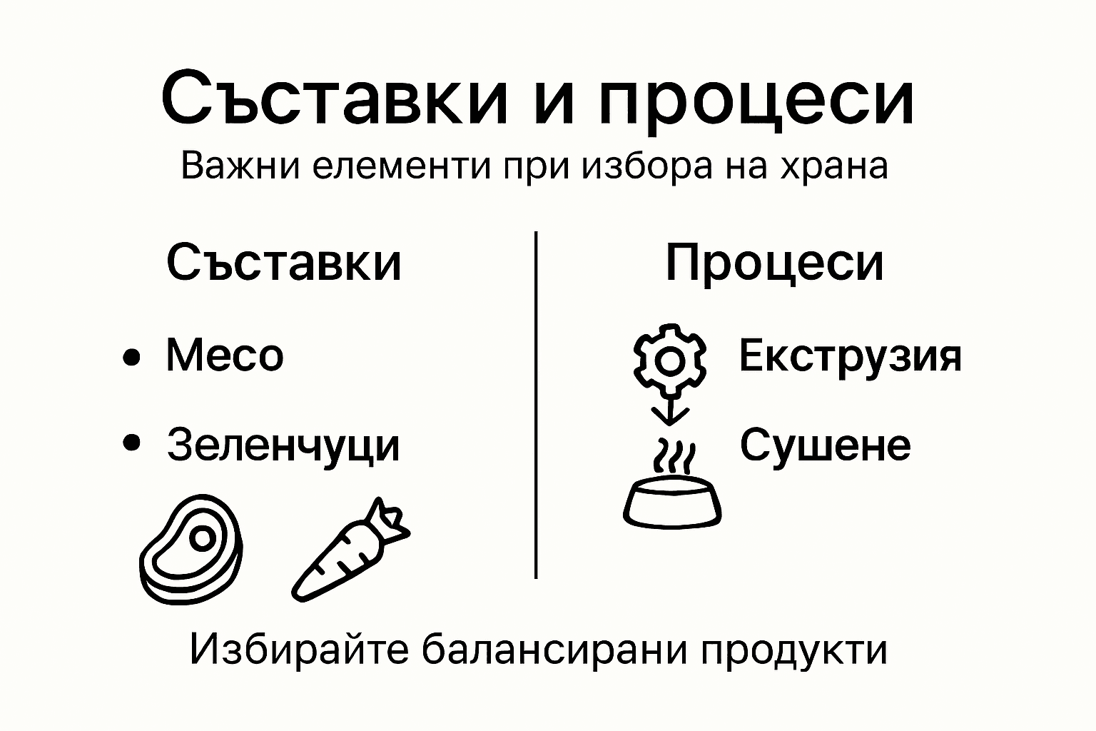 Визуално ръководство за съставките и етапите при приготвянето на сушена храна