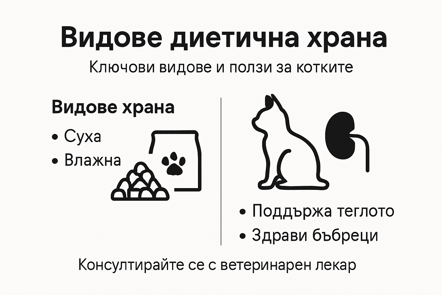 Инфографика: Какви видове диетична храна за котки има и с какво са полезни за здравето на вашия любимец