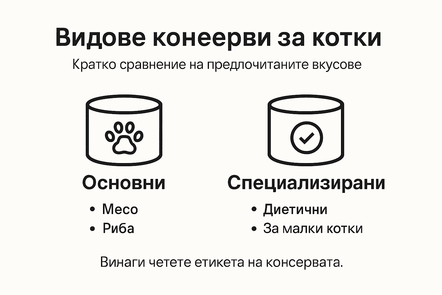 Инфографика: Различни видове консервирана храна за котки – какво да изберем за любимеца си
