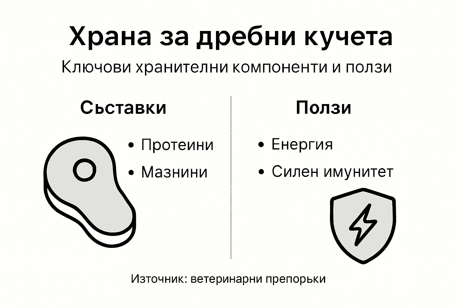 Инфографика със съставки и ползи за кучета