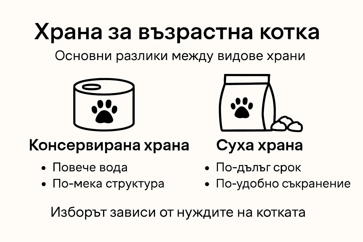 Инфографика: Каква храна е по-подходяща за възрастни котки – суха или мокра?