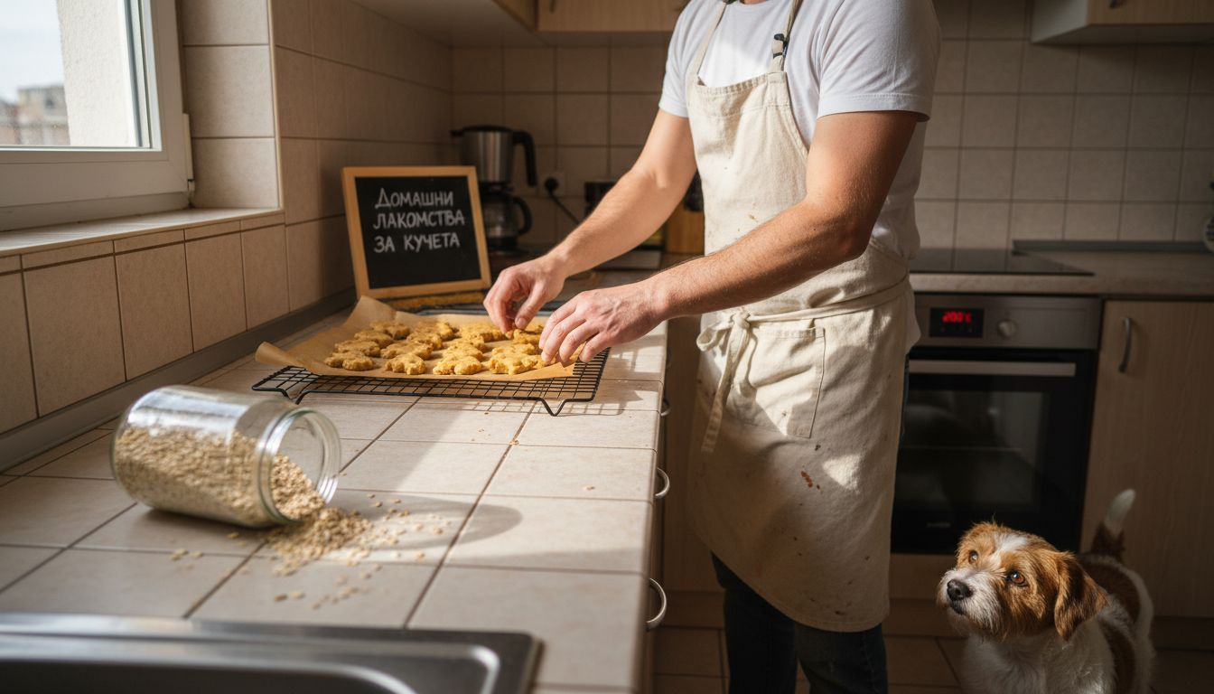 Процес на изпичане и охлаждане на домашни лакомства за кучета