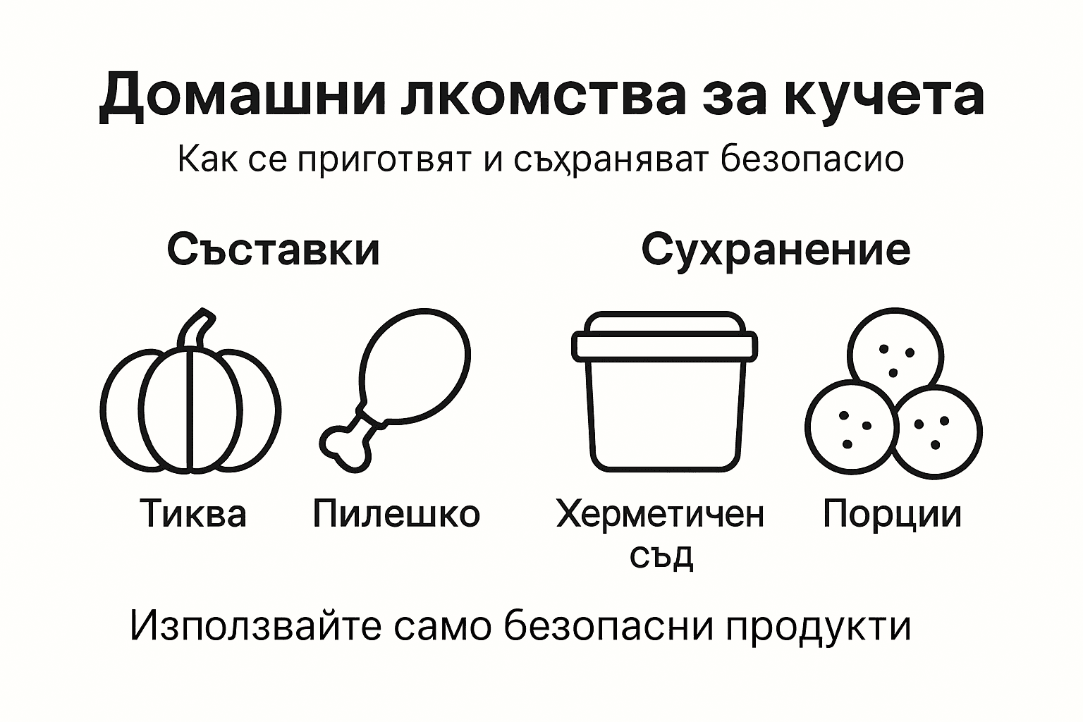 Инфографика: съставки и съхранение на лакомства за кучета