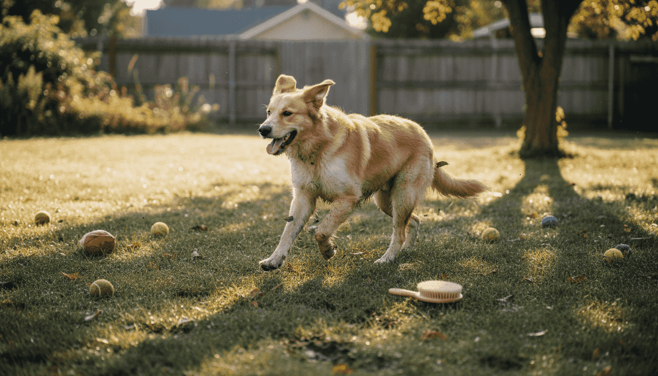 Щом се нахрани, кучето излиза на двора и започва да тича като лудо.