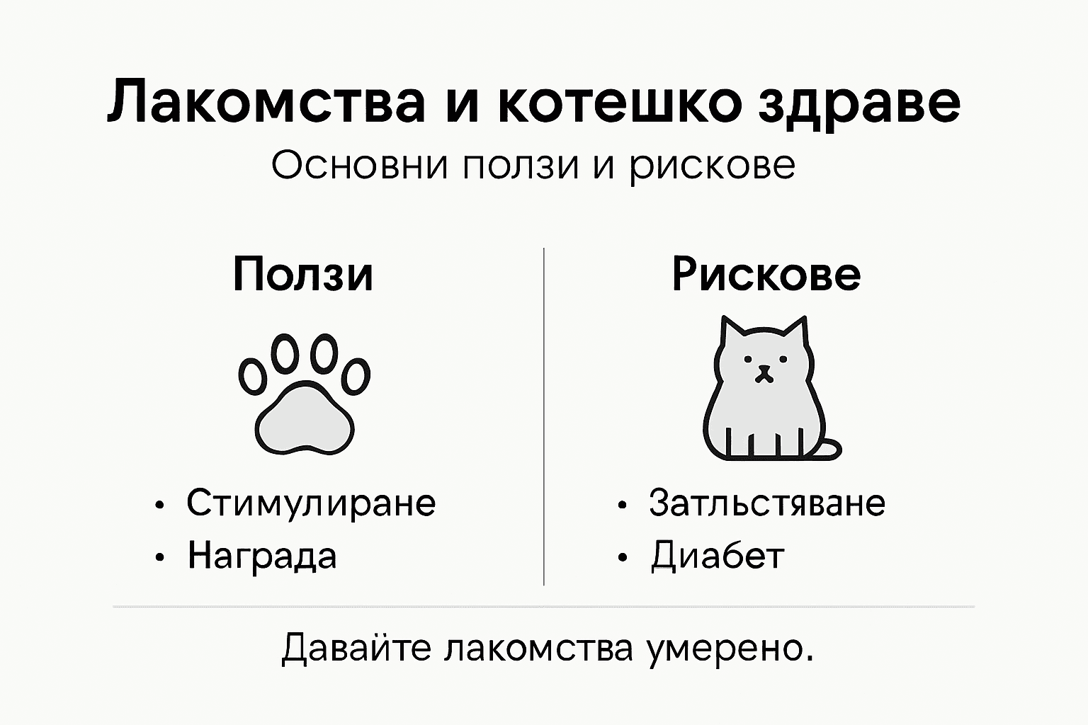 Инфографика: Какви са плюсовете и минусите на лакомствата за котки